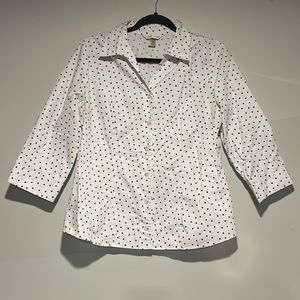 Christopher and banks button down women’s black and white polkadot size medium